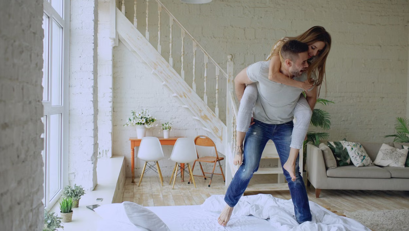 couple in a living room